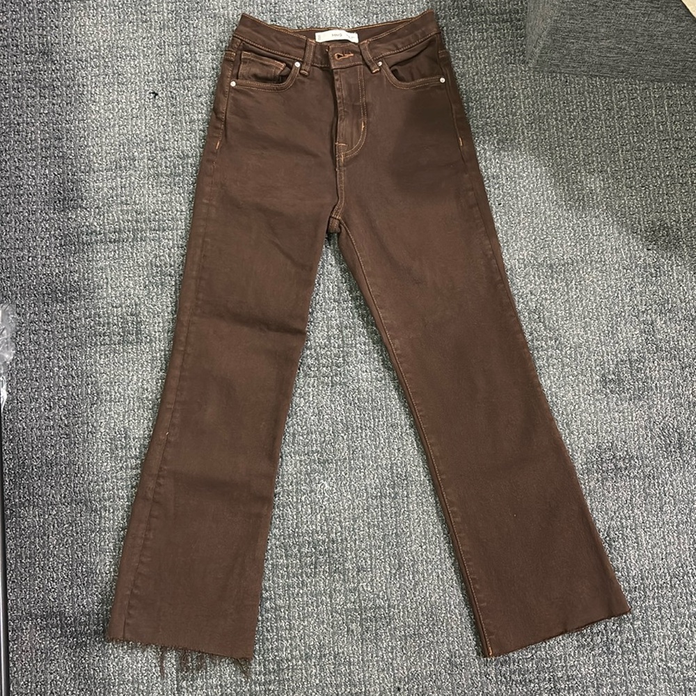 Mango sienna brown flare crop jean size 1
